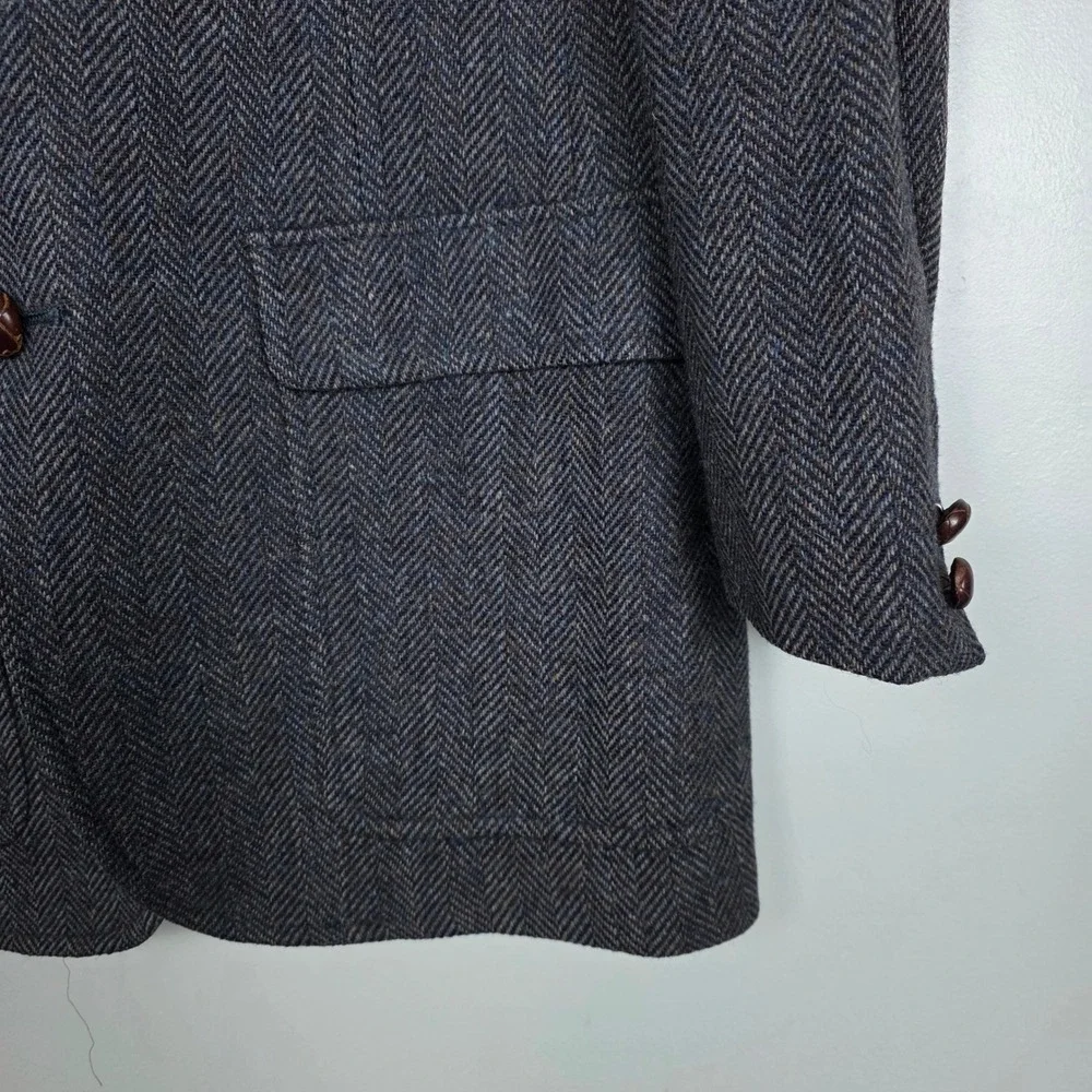 Hart Schaffner & Marx Tweed Herringbone Pure Wool Sport Coat Blazer Jacket Blue